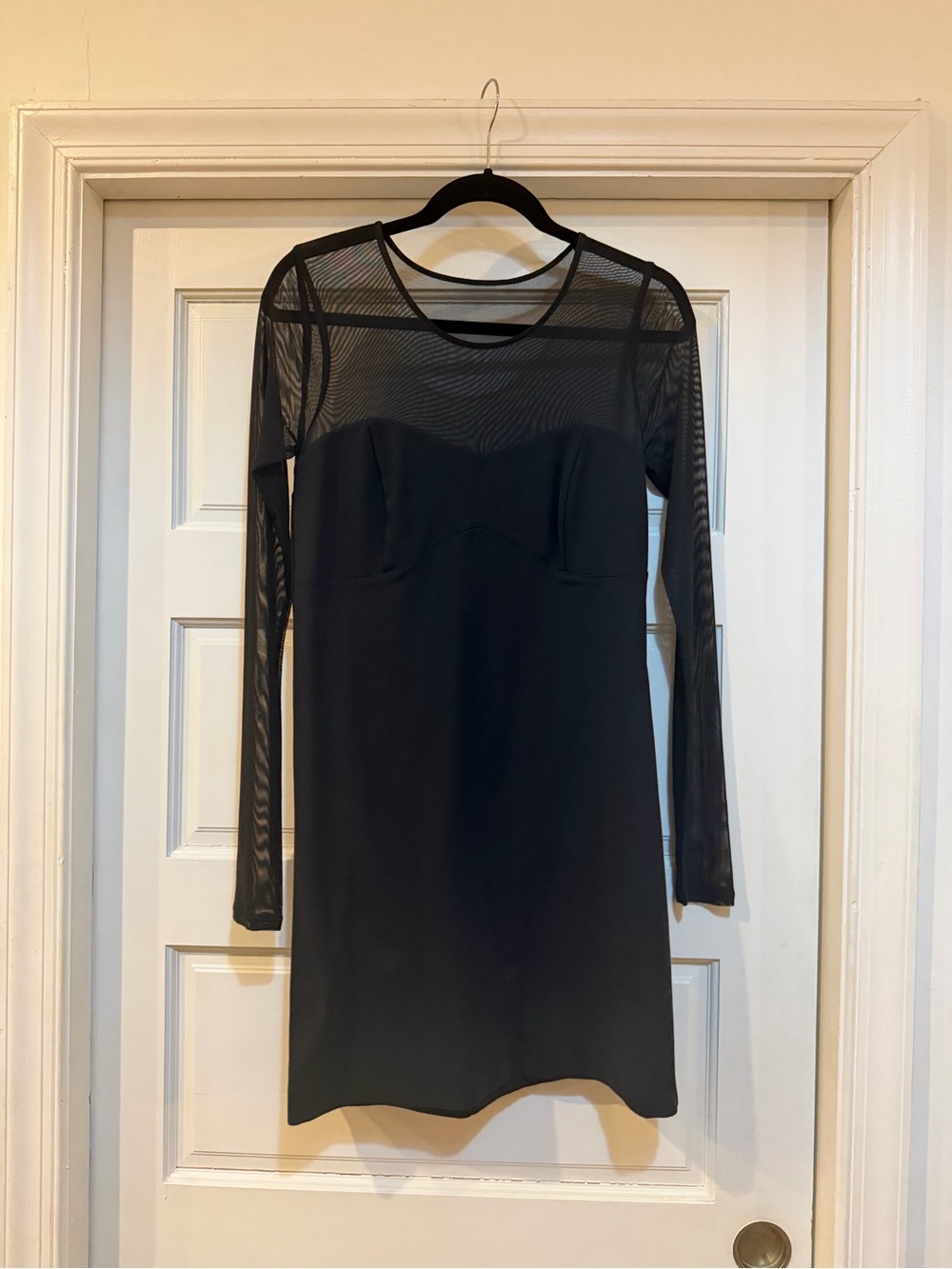 NWT Abercrombie & Fitch Black Sheer-Panel Long Sleeve Dress